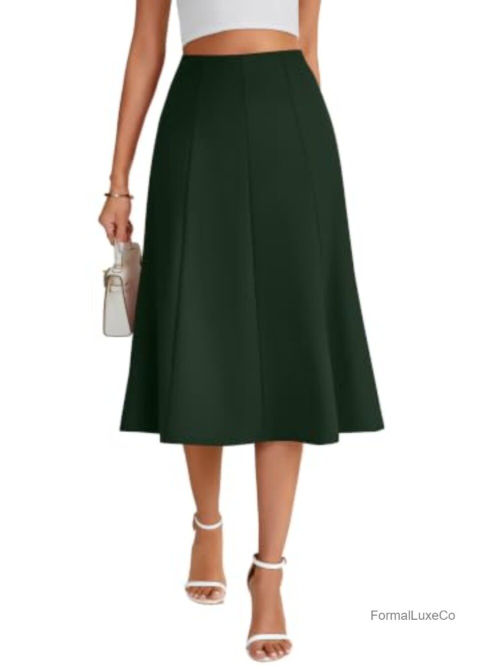 KIFOVEN High Waisted Pleated Flowy A-Line Midi Skirt Office Wear